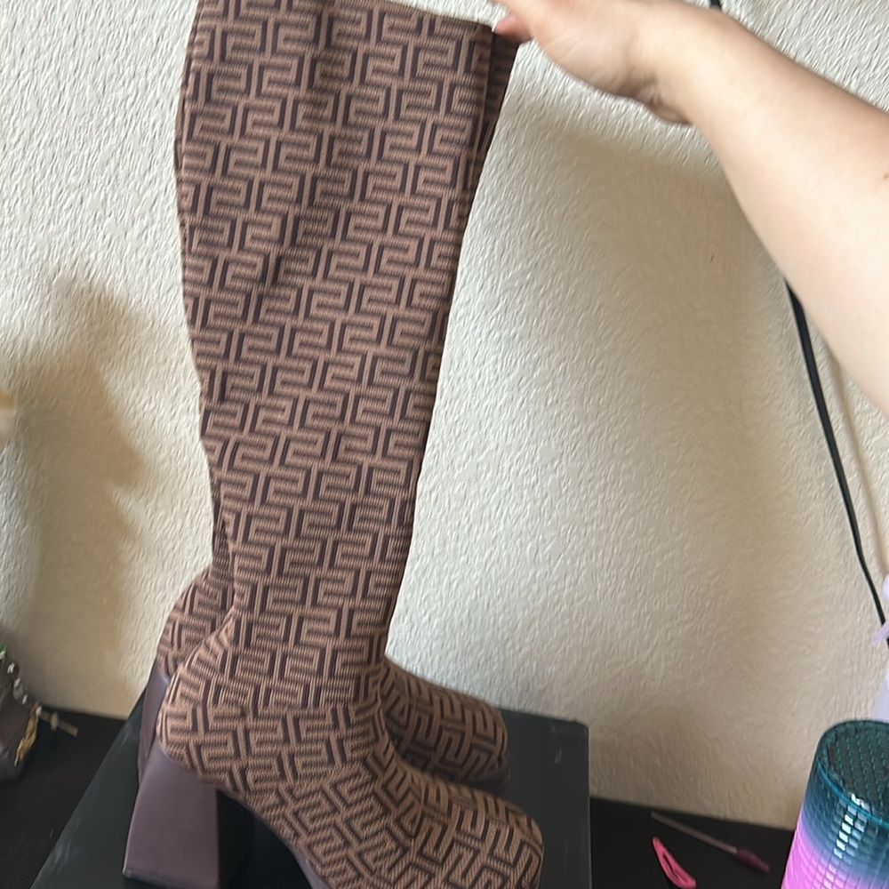 brown high boots